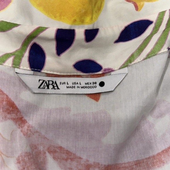 Zara Totem Floral Print Bow Sashes Midi Shirt Dress - Picture 8 of 13